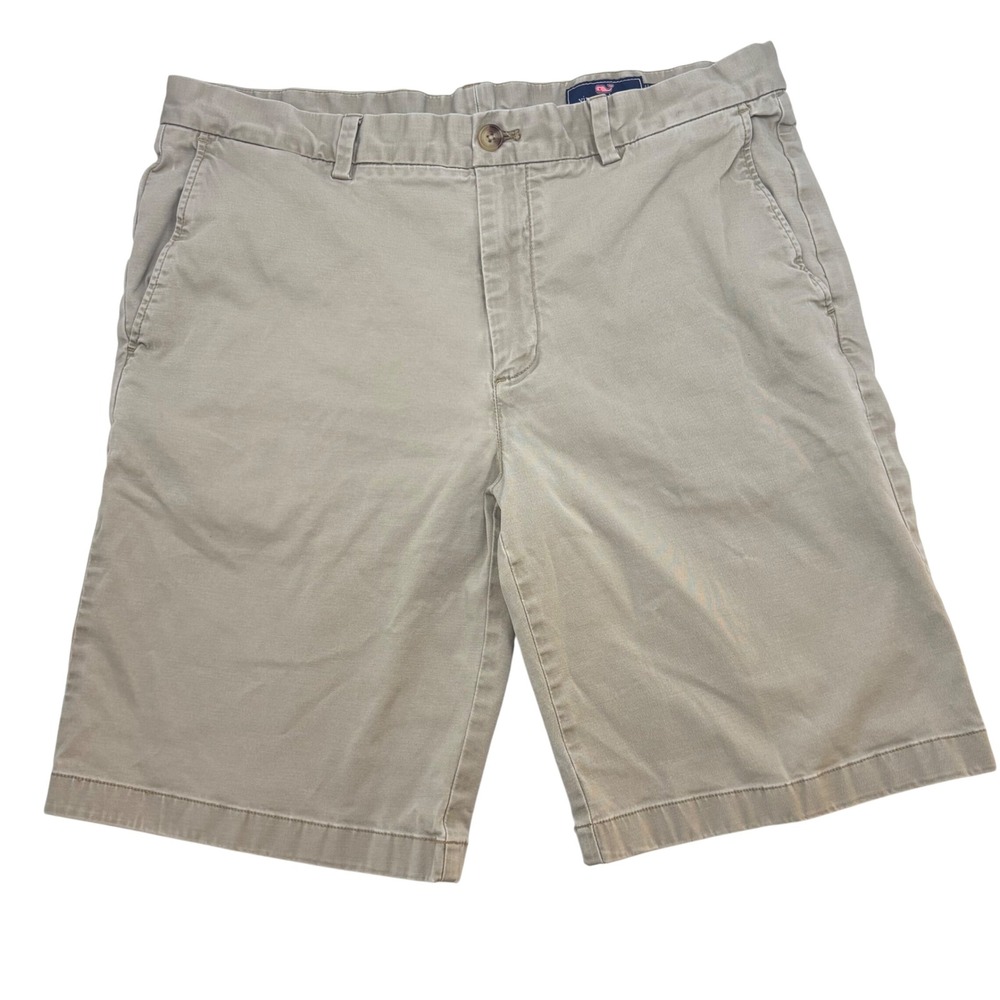 Vineyard Vines Mens 36 Breaker Shorts Khaki Tan Chino Flat Front Stretch Cotton